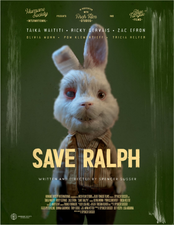 Taika Waititi, Ricky Gervais, Zac Efron, Olivia Munn, Tricia Helfer and more star in Humane Society International’s animated short film Save Ralph in aid of global campaign to ban cosmetic testing on animals